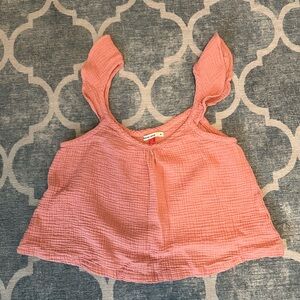 Marine Layer Jude Flutter Sleeve Tank Top Rosette Pink Basic